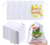 Cosblank 24 Pcs Blank Sublimation Drawstring Bags 5" x 7" Sublimation Gift Bags Satin Reusable Jewelry Pouches for Gym Sport DIY Craft Goodies Wedding Favors Baby Shower Birthday(White)