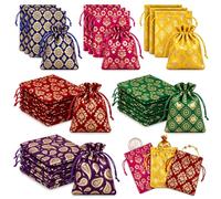 Cosblank 24 Pcs Pooja Return Gifts for Ladies 8'' x 6'' Traditional Indian Drawstring Bags Bulk Handcrafted Navratri Varalakshmi Diwali Pooja Return Gifts Bags for Jewelry Wedding Pouches Purses Potli