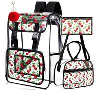 Cosblank 3pcs Clear Backpack See Through Bookbag Set for Women Stadium