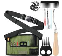 Cosblank 9 Pcs Horse Braiding Kit Complete Mane Horse Grooming Set with Waxed Canvas Bag Easy Start Supplies for Braiding Beginners Father's Birthday Gifts(Hunter Green)