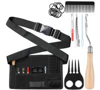Cosblank 9 Pcs Horse Braiding Kit Complete Mane Horse Grooming Set with Waxed Canvas Bag Easy Start Supplies for Braiding Beginners Christmas Holiday Gifts