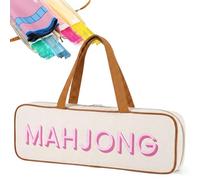 Cosblank Canvas Mahjong Rack Bag for Racks and Mat Empty Mahjong Rack Storage Bag with Handle Zipper and 4 Separate Compartments for Gifts Accessories Tile Game Pushers (Beige and Brown)
