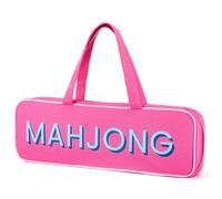 Cosblank Empty Canvas Mahjong Bag for Rack Mahjong Bag with 4 Storage Compartments for Rack Mat Game Storage Gifts Accessories (Rose Red)