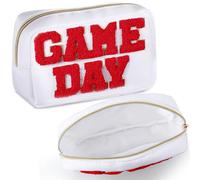 Cosblank Game Day White Handbag Game Day Letter Makeup Bag Stadium Approved Cosmetic Purse for Concerts Sports Festival