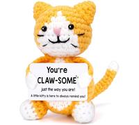 Cosblisvia 1 Pc Positive Crochet, Animals, Emotional Support Kitten, Crochetcrochet Animals for Home, Office, Party, Gifts for Women, Men, Teens (1.9x1.6x3.6 Inch)