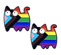 Cosblisvia 2 Pack Pride Enamel Pins, Cute Rainbow Friends Cat Badge, LGBTQ Lapel Brooch Pin for Clothes, Backpacks, Pride Accessories (Multi-Color)