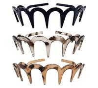 Cosblisvia 3 Pcs Zig Zag Headband, Acetate Hairband, Zigzag Headband Comb, Retro Alice Band for Face Wash, Sports, Daily Wear, Party (Black/Leopard)