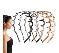 Cosblisvia 5 Pcs Zig Zag Headband Wavy Comb Hair Band Black 5.1x4.3 inch