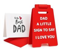 Cosblisvia Dad Birthday Card, Birthday Card Dad Gift with Mini Sign, Birthday Card for Dad from Daughter Son for Father's Day, Carnival,Office Desk, Bedside Decor (Red)