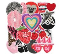 Cosblisvia iron on patches for clothes 24 Pcs patches for clothing iron on transfers for Women Teens Girls for Jackets Jeans Backpacks T-Shirts DIY Red Pink Black