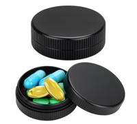 Cosblisvia Pill Organiser & Medicine Organiser 2-Pack, Small Aluminium Pill Box for Elderly, Travellers, Professionals for Travel, Office, Home Routines (Black)