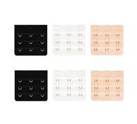 Cosbrutic 3 Rows 3 Hooks Bra Extender - 6 Piece Set Skin White Black Adjustable Comfort Fit Extender 9.7x5.5cm