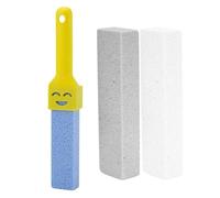 Cosbrutic Pumice Stone Toilet Cleaner Kit with Yellow Handle - No Scratch Limescale Remover for Stubborn Stains on Toilet, Bathroom, Kitchen, Pool - 3 Multi-Color Stones