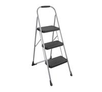 Cosco 11408PBL1E Step Three Big Folding Stool with Rubber Hand Grip, Platinum
