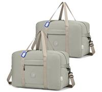 COSCOOA 2Pack Carry On Luggage 22x14x9 Airline Approved,Lightweight Duffle Bag for Travel, Waterproof Weekender Overnight Bags for Traveling Airplane for Women and Men 40L, Khaki-2 PCS, 22x14x9 inches