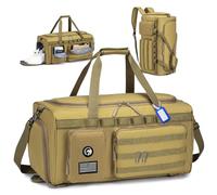 COSCOOA Tactical Gym Bag for Men, 50L Sports Travel Duffel Bag with Shoe Compartment, Khaki, Duffle Bag
