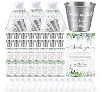 CoscosX 60 Set Wedding Favors for Guests Bulk Includes 1.5 oz Stainless Steel Shot Glasses, Thank You Cards with Organza Bags for Guest wedding Favors Set for Wedding Newlyweds Bridal Shower Gifts