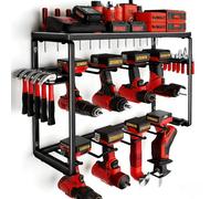 COSDACE Power Tool Organizers for Tool Storage,Garage Tool Organizer Wall Mount Drill Holder for Cordless Tool Organizer Power Tool Rack for Garage Walls Shed Pegboard Basement (8 Slots 3 Layers)