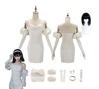 CosDogs Anime Alien Stage Sua Cosplay Costume with Wig for Women Dress Up White Dress Hair Band Full Set Suit Accessories Halloween Carnival Party Comic Exhibition Outfits