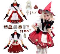 CosDogs Anime Genshin Impact Klee Cosplay Costume with Wig Hat Light Bag Accessories Men Women Adults Kids Outfit Halloween Carnival Dress Role Play Suit