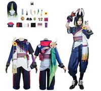 CosDogs Anime Genshin Impact Tighnari Cosplay Costume with Wig Rabbit Headband Accessories Men Women Unisex Kids Outfit Halloween Carnival Christmas Party Role Play Uniform Complete Suit