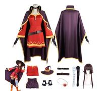 CosDogs Anime KaonoSuba God's Blessing On This Wonderful World Megumin Cosplay Costume with Wig for Women Dress Up Red Dress Full Accessories Halloween Carnival Party Role Play Outfits