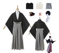 CosDogs Anime Toilet-bound Hanako-kun Yugi Tsukasa Cosplay Costume with Wig Black Gray Kimono Accessories Women Men Kids Outfit Halloween Carnival Dress Jumpsuit