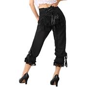 COSDREAMER BasilWomen Gothic Steampunk Elastic Waist Breeches Pirate Costume Pants(XL, Black)