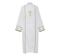 COSDREAMER Catholic Priest Alb Pleated Cross Pulpit Liturgical Cotta Vestment Robe Unisex