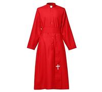 COSDREAMER Clergy Cassock Robe Preacher Cassock Mens Praise Worship Robe (Red, M)