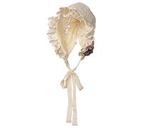 COSDREAMER Girls Women Mop Hat Colonial Pilgrim Prarie Bonnet hats, Beige, One Size
