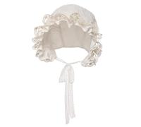 COSDREAMER Girls Women Mop Hat Colonial Pilgrim Prarie Bonnet Hats (White)