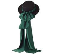 COSDREAMER Girls Women Tea Party Sun Hat Victorian Costume Bowknot Wide Ribbons Hats (Blackish green)