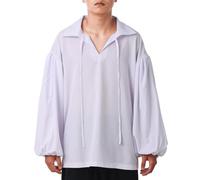 COSDREAMER Mens Pirate Colonial Renaissance Poet Shirt Blouse (White, X-Large)