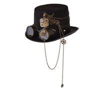 COSDREAMER Unisex Steampunk Top Hats Halloween Costume Hat with Goggles (60cm Black 2