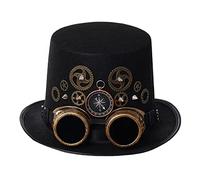 COSDREAMER Unisex Steampunk Top Hats Halloween Costume Hat with Goggles (60cm Black 4)