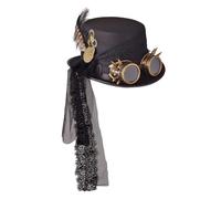 COSDREAMER Unisex Steampunk Top Hats Halloween Costume Hat with Goggles (Black 1, 60 cm)