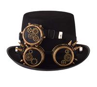 COSDREAMER Unisex Steampunk Top Hats Halloween Costume Hat with Goggles (black 10, 58cm)