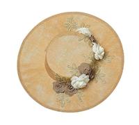 COSDREAMER Victorian Hat Womens Tea Party Hats Vintage Flowers Flat Hat (Beige A)