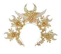 COSDREAMER Virgin halo headpiece crown Silver pearl Women's Masquerade Crown Sunburst Halo Crown Headband Women's Headband Party Costume Accessories (Glod)
