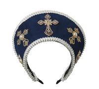 COSDREAMER Women Cross Tudor Renaissance Headdress Royal French Hood Coronet Headdress (blue)