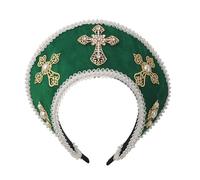 COSDREAMER Women Cross Tudor Renaissance Headdress Royal French Hood Coronet Headdress (green)