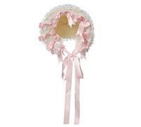 COSDREAMER Women Victorian Bonnets Lace Flowers Tea Party Hats pink