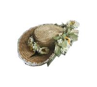 COSDREAMER Women Victorian Classical Flower Flat Hat (Green)