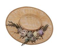 COSDREAMER Women Victorian Tea Party Sun Hat Flower Straw Hats Beach Hats Beige