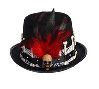 COSDREAMER Women Voodoo Hats Witch Doctor Top Hats Skull Feathers Hat (Red) (red)