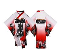 COSDREAMER Women's Kimono Robe Geisha Japanese Yukata Ruffle Tops Pants Set XL