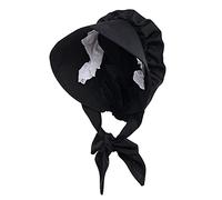 COSDREAMER Women's Victorian Oversized Bonnet - Pioneer Colonial Pilgrim Style (Black)