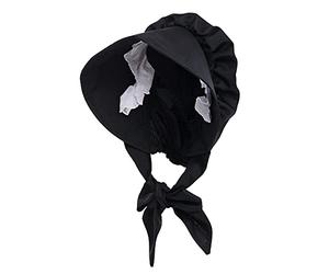 COSDREAMER Women's Victorian Oversized Bonnet - Pioneer Colonial Pilgrim Style (Black)