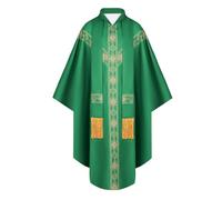Cosearlm Church Catholic Priest Unisex Priest Costume with Stole Chasuble for Catholic Priests Clergy Robes for Men, Green, One size